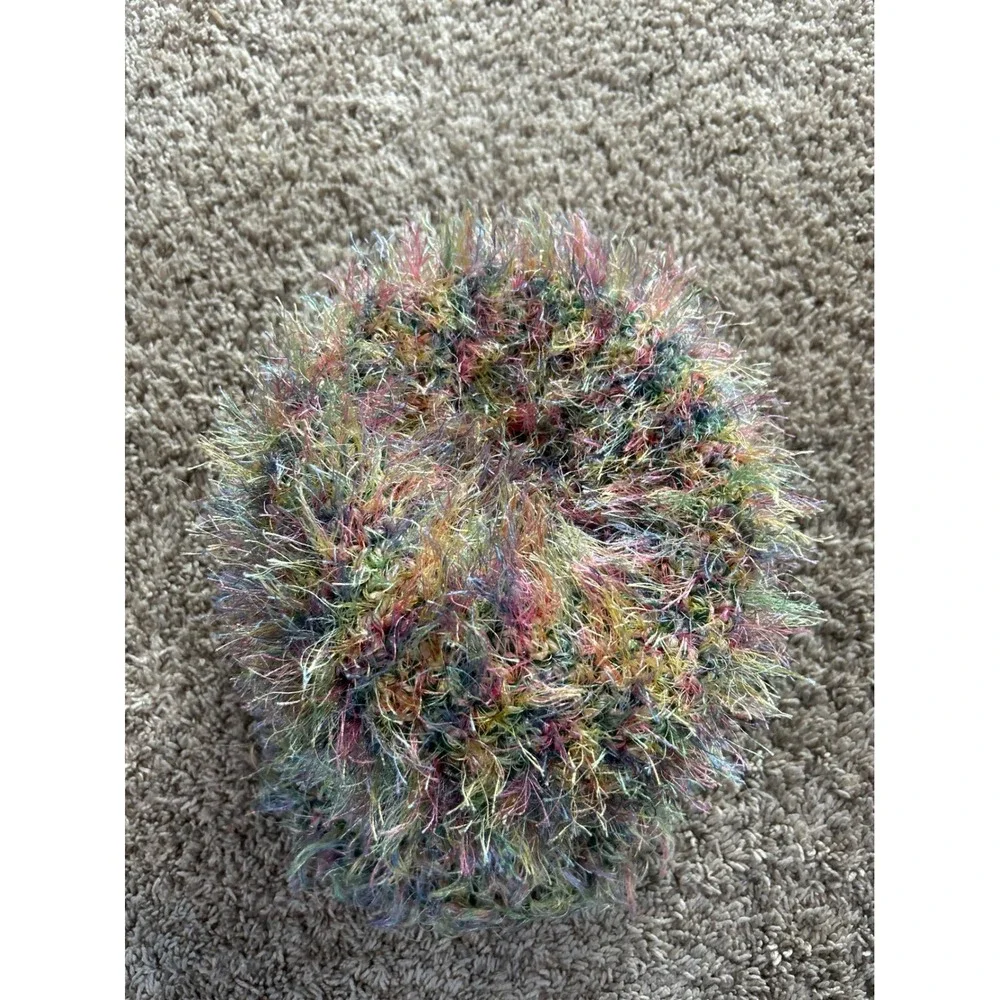 Multicolor‎ Fuzzy Eyelash Yarn Bucket Hat Shaggy Boho Eclectic Y2K Festival